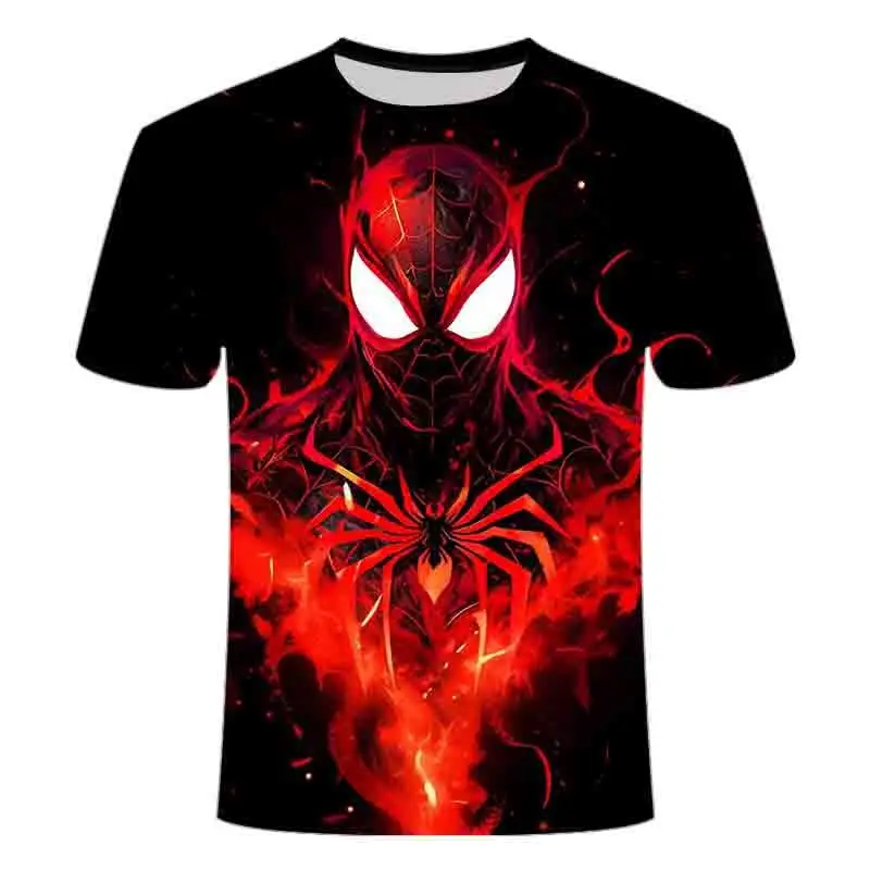 Miniso Super Hero Spider-Man 3D Printed Hot Sell New Short Sleeve T-shirt Kids Sportswear Summer Boys Girls Round Neck Tees Top