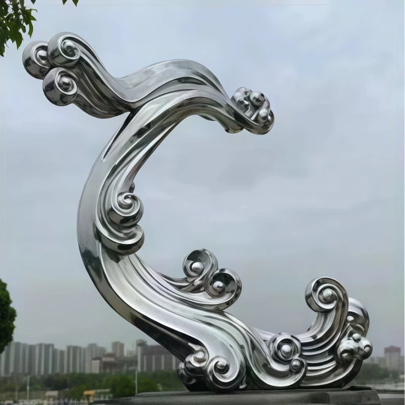 Stainless Steel Garden Sculpture, Large Outdoor Metal Art Statue, Modern Abstract Sculpture, Suitable for Landscape Decoration.