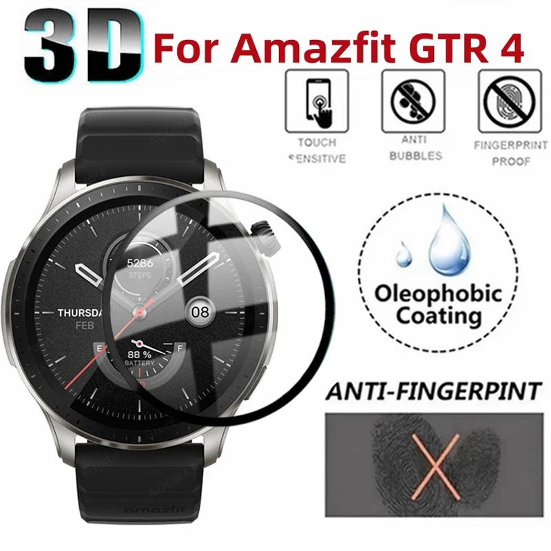 3D Curved Edge Screen Protector for Amazfit GTR 4 Soft Full Coverage Protective Film for Amazfit GTR4 Not Tempered Glass