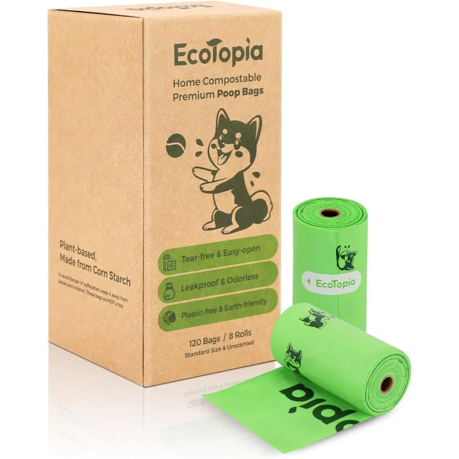 

TearFree Biodegradable Poop Bags for Dogs120 Compostable Dog Waste Bags Rolls Friendly Extra Thick Leakproof Unscented Plantbas