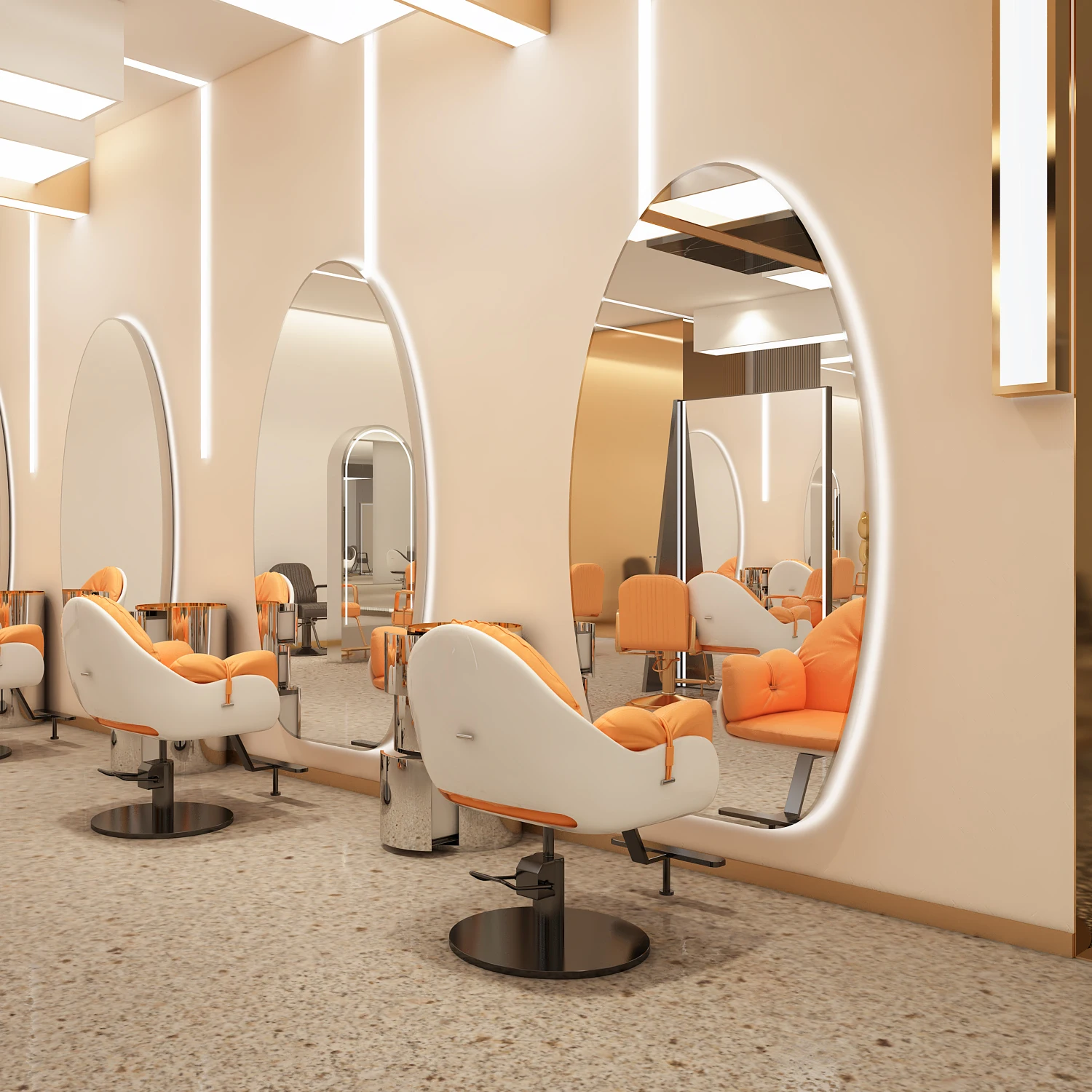 Barber shop mirror stage hairdressing shop mirror hair salon haircut special led wall with lights