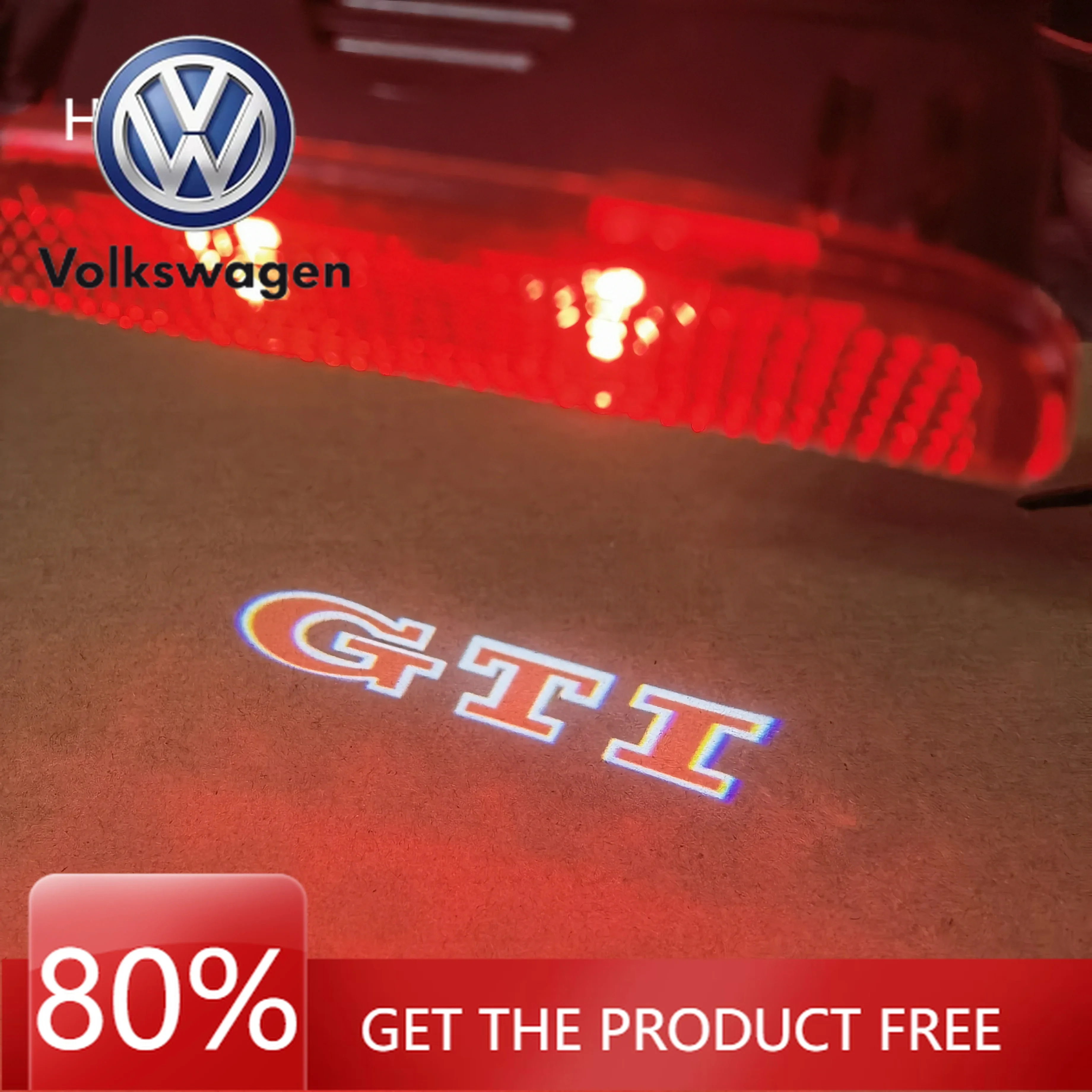 

For VW Volkswagen Jetta MK5 Golf 2pcs Red GTI Badge Door Light GTI Welcome Light Ghost Shadow Light Fit For Touareg Passat Tigua