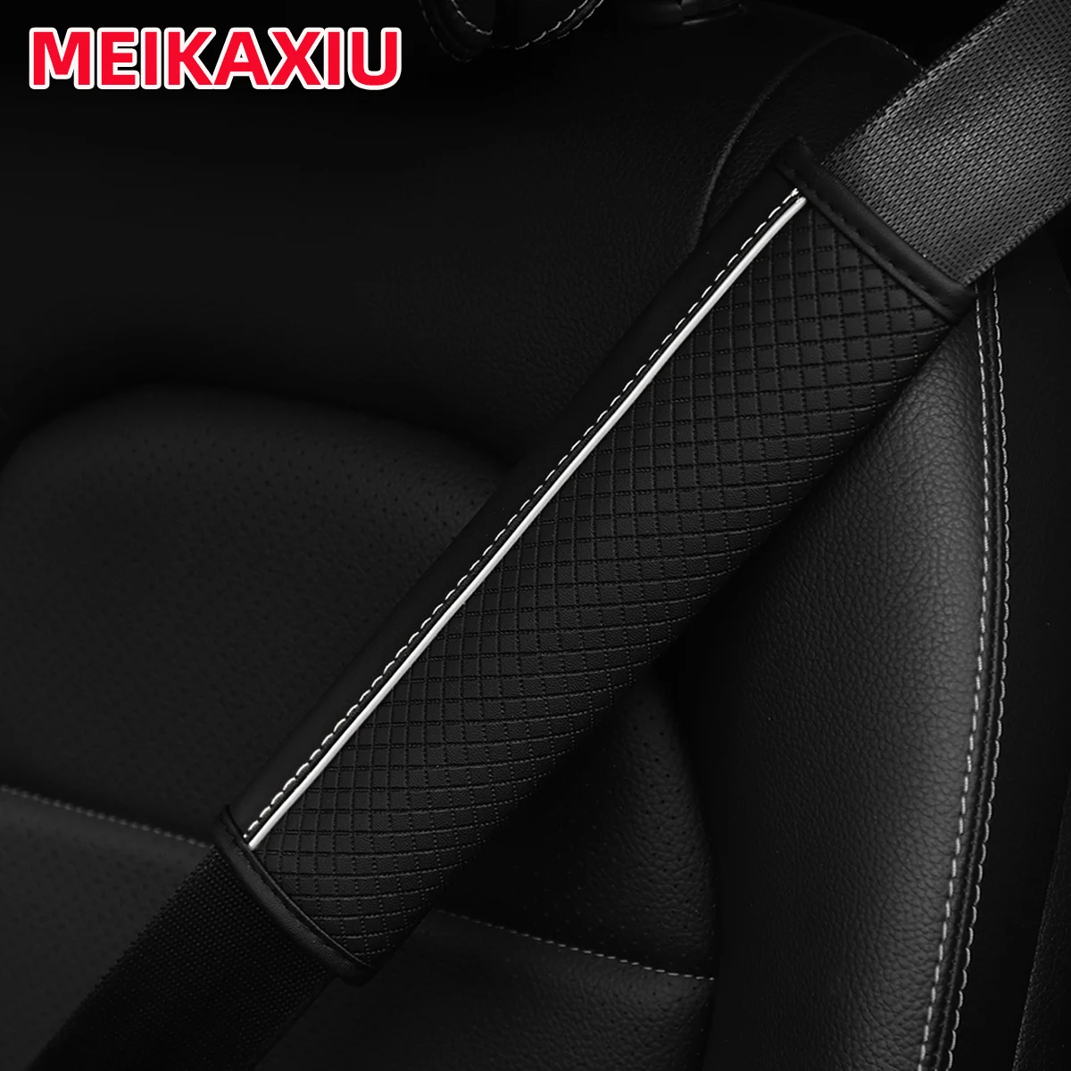 

3D PU кожаный клетчатый узор, автомобильная наплечная накладка, декоративный ремень безопасности, декоративный аксессуар