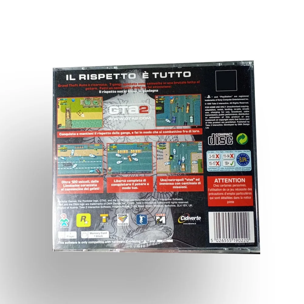 PS1 GTA With Manual Copy Disc Game Black Bottom Unlock Console Station 1 Retro Optical Driver Video Game Part