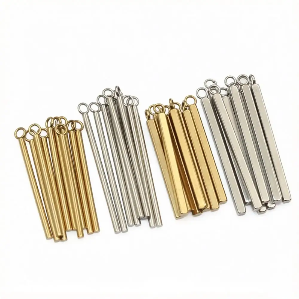 Stainless Steel Straight Tube Pendant 20/30mm Length Rectangular Shape Findings Cylinder Shape Hollow Tube Design
