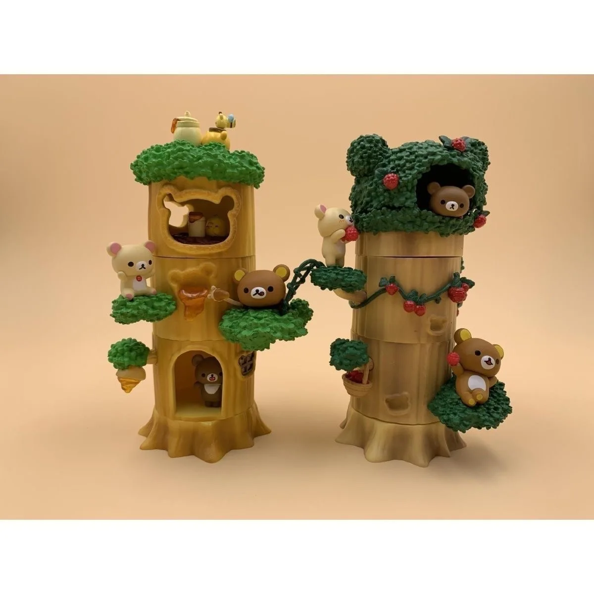 6pcs Rilakkuma Forest Tree Stump House Series Cartoon Korirakkuma Kiiroitori PVC Action Figure Collectible Model Set Gifts