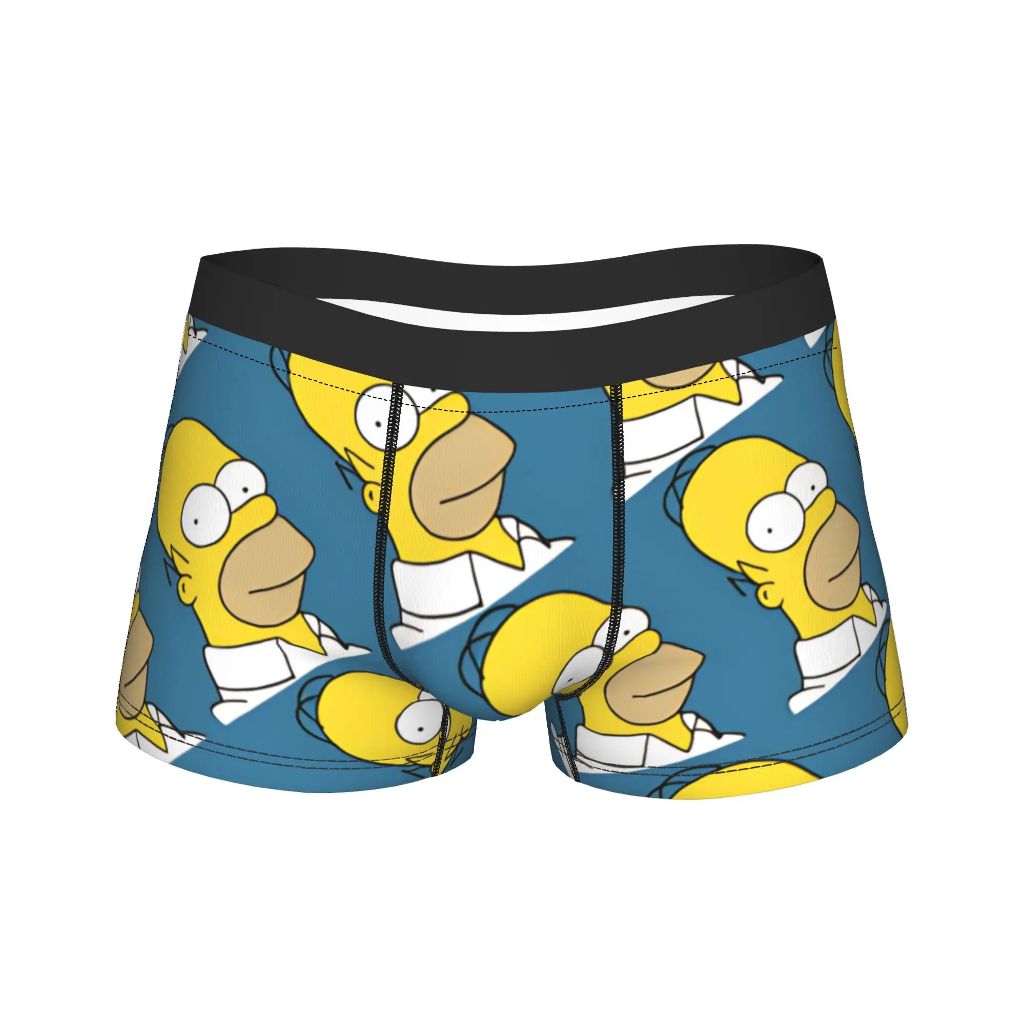 S-Simpsons Homer Face Pattern Underwear  Male Underpants Custom DIY Sexy Soft Trunk High Quality Boxer Brief Plus Size