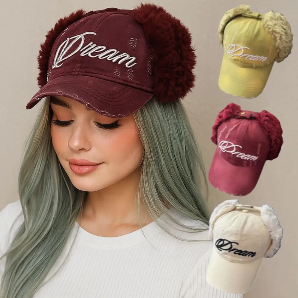 

Ветрозащитные наушники, бейсбольные шапки, сломанный стиль, кепки-бомберы с вышивкой букв, универсальная модная зимняя теплая шапка в стиле ретро