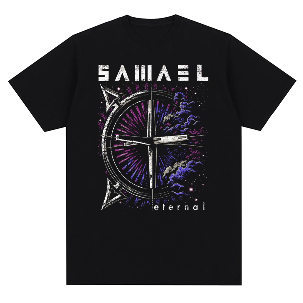 2023 Men Black Metal T-Shirt Streetwear Funny Samaels Band Print T Shirt Harajuku Short Sleeve Tops Cotton Casual Tshirt