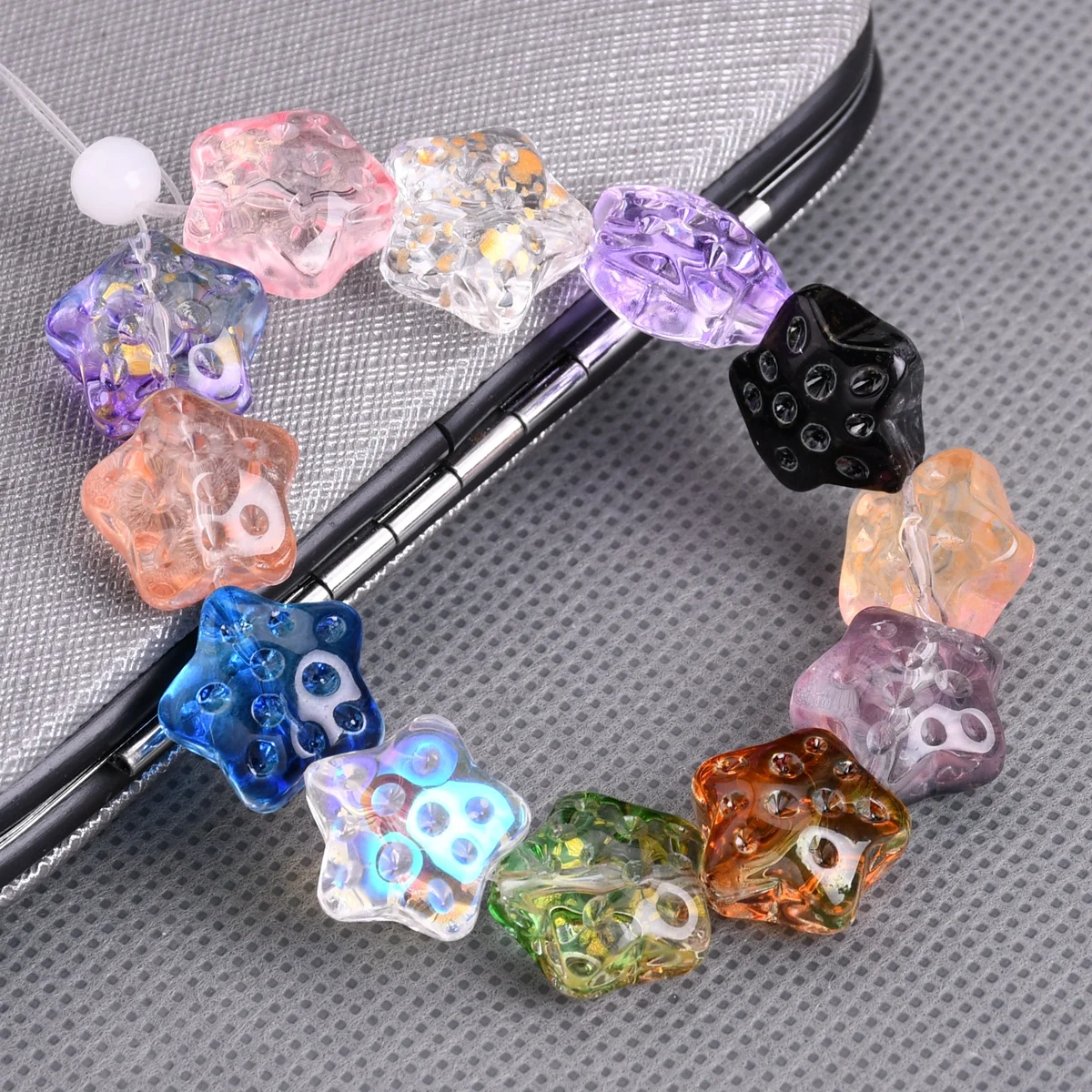 10pcs 14mm Pits Star Shape Handmade Lampwork Glass Loose Beads For Jewelry Making DIY Bracelet Crafts Findings