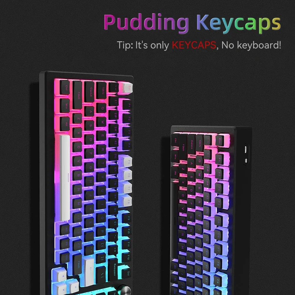 Nuevas teclas Pudding PBT, 129 teclas, doble disparo, translúcidas para 60% 80% 100%, perfil OEM para teclado mecánico RGB para jugar