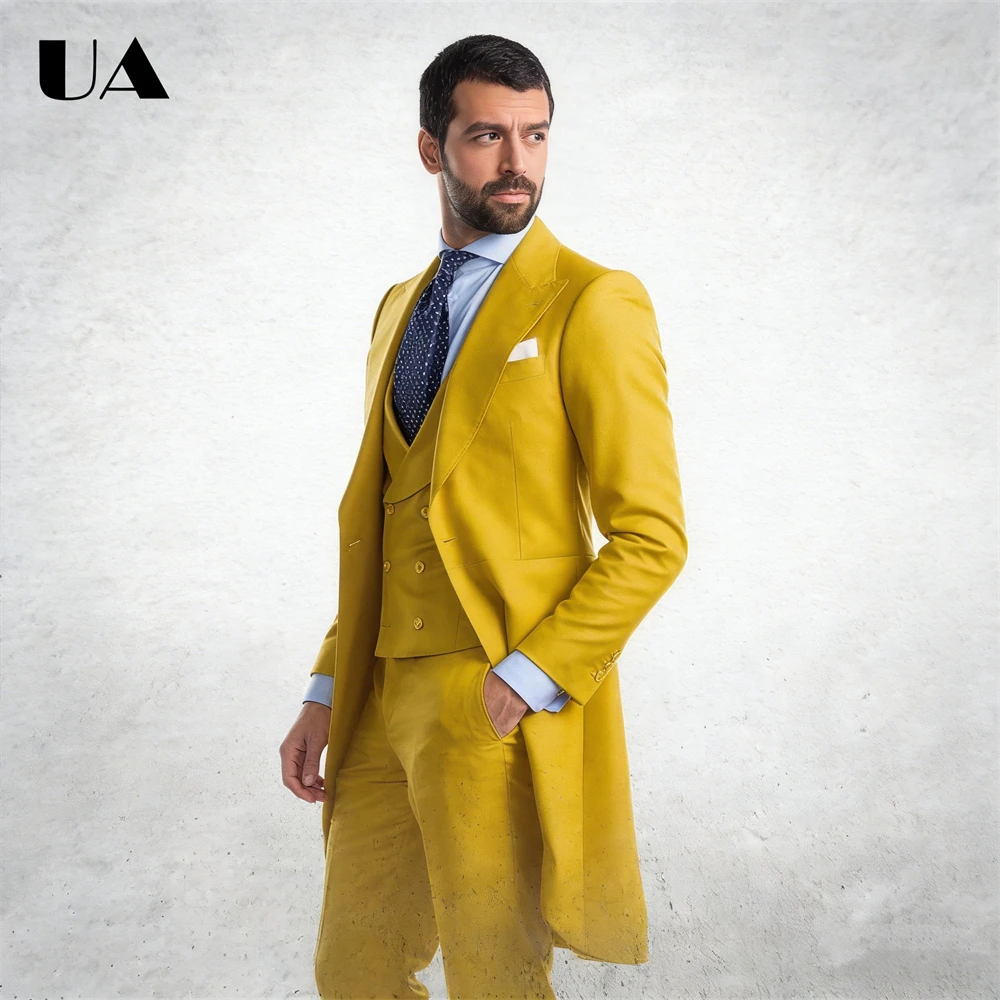 

Costume 3-Piece Suit Set, Tailcoat Vest Pants 3-Piece Sut Attire, Singer Stage Tuxedo XXS-7XL Customized Colors Tuxedo