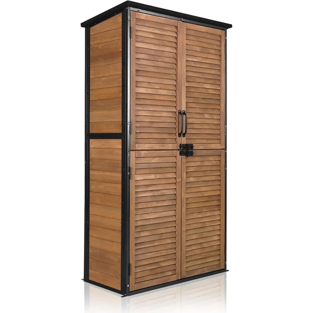 

Outdoor Storage Shed with Floor - Strong Metal Frame, Adjustable Shelves