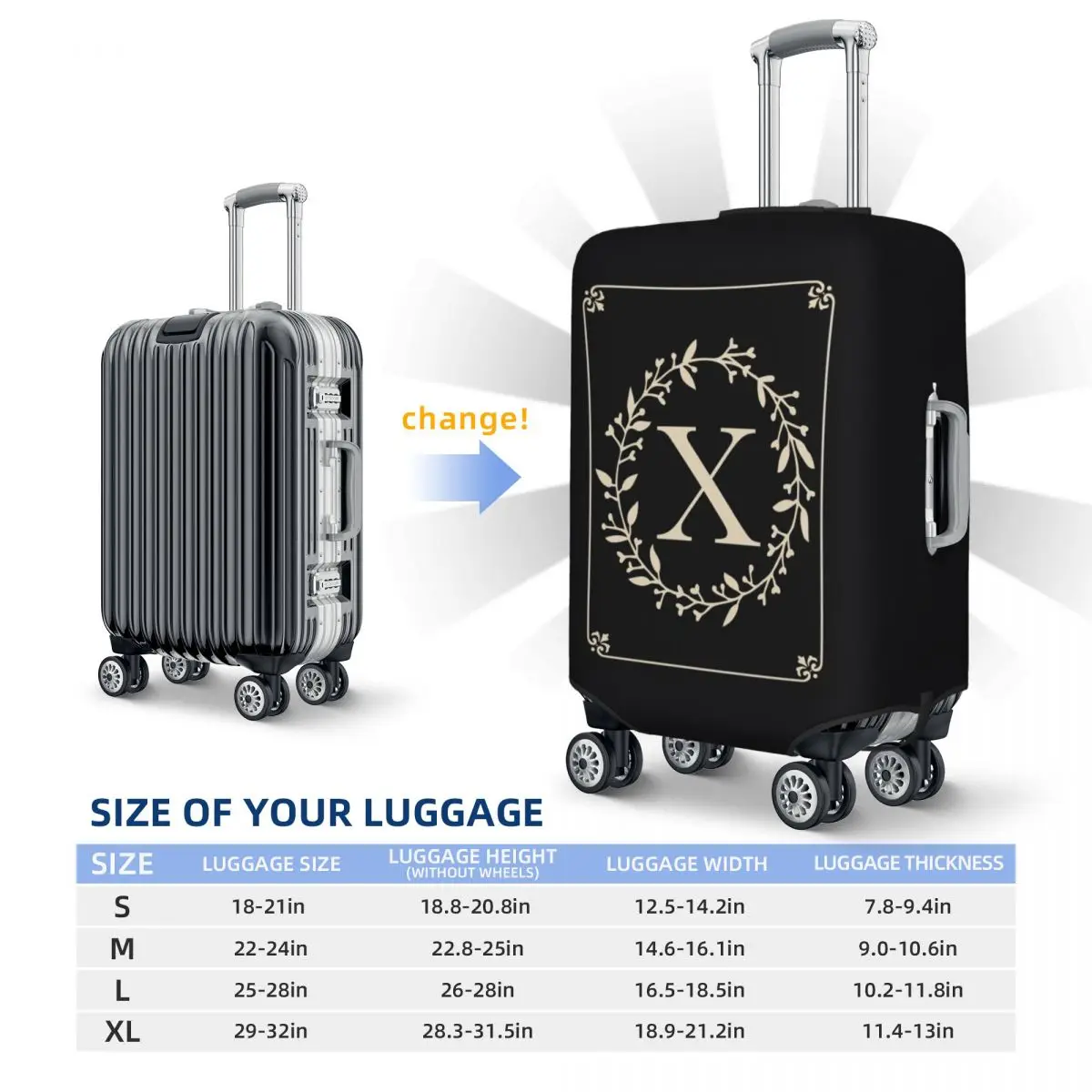 Classic Monogram Letter X Print Luggage Protective Dust Covers Elastic Waterproof 18-32inch Suitcase Cover Travel Accessories