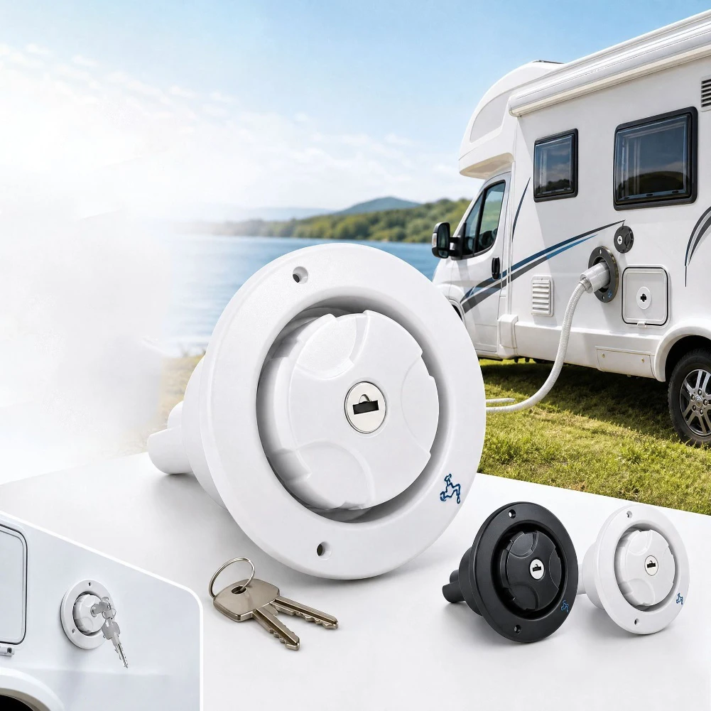 RV Fresh Water Fill For Hatch Inlet Filter Lockable Gravity Water Inlet With Anti Backspray Design For Camper RV Boat Trailer