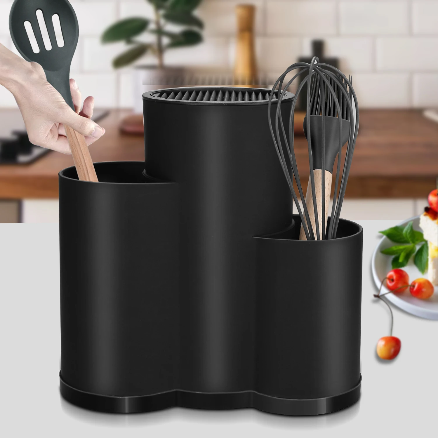 Knife holder Multi-Function Utensil Holder Knife Block PP Flatware Drainer Storage Box Spoon Fork Kitchen Organizer Rack