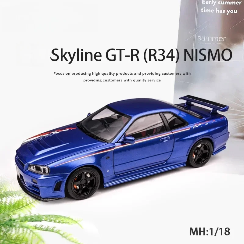 1:18 Skyline GTR R34 NISMO Skyline, alloy die cast simulation static car fashion play model, advanced adult collection display.