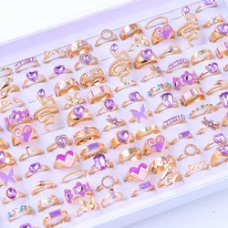 50Pcs/Lot Fashion Bohemia Rhinestone Ring For Lady Women Trendy Geometric Butterfly Snake Mixed Style Jewelry Wedding Party Gift