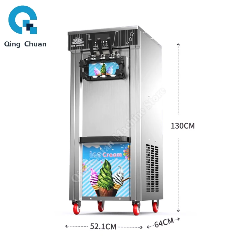 Softeismaschine, kommerzielle kleine vertikale Kegeleismaschine, drei Geschmacksrichtungen, CE