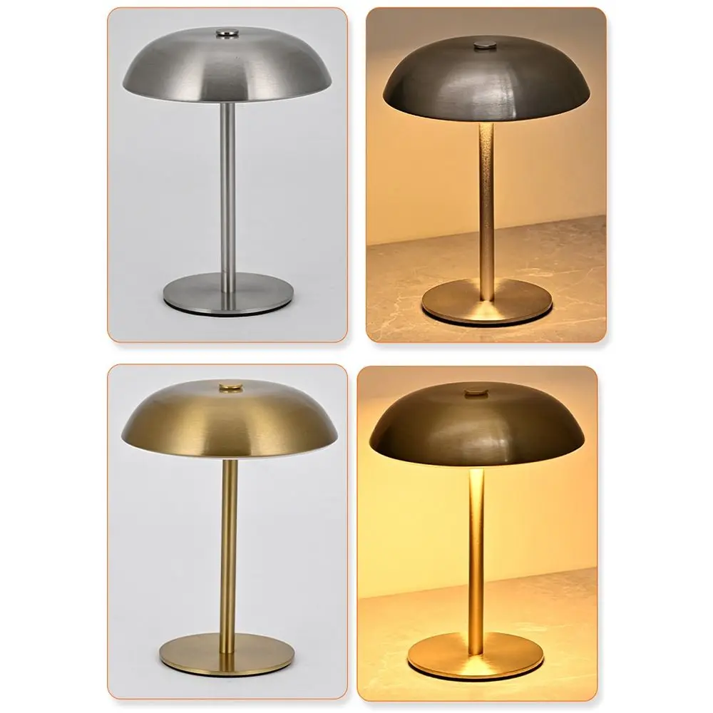 

Настольная лампа-гриб с 3 цветами подсветки, бесступенчатая регулировка яркости, защита зрения, металлическая прикроватная лампа, сенсорное управление, портативный светодиодный светильник