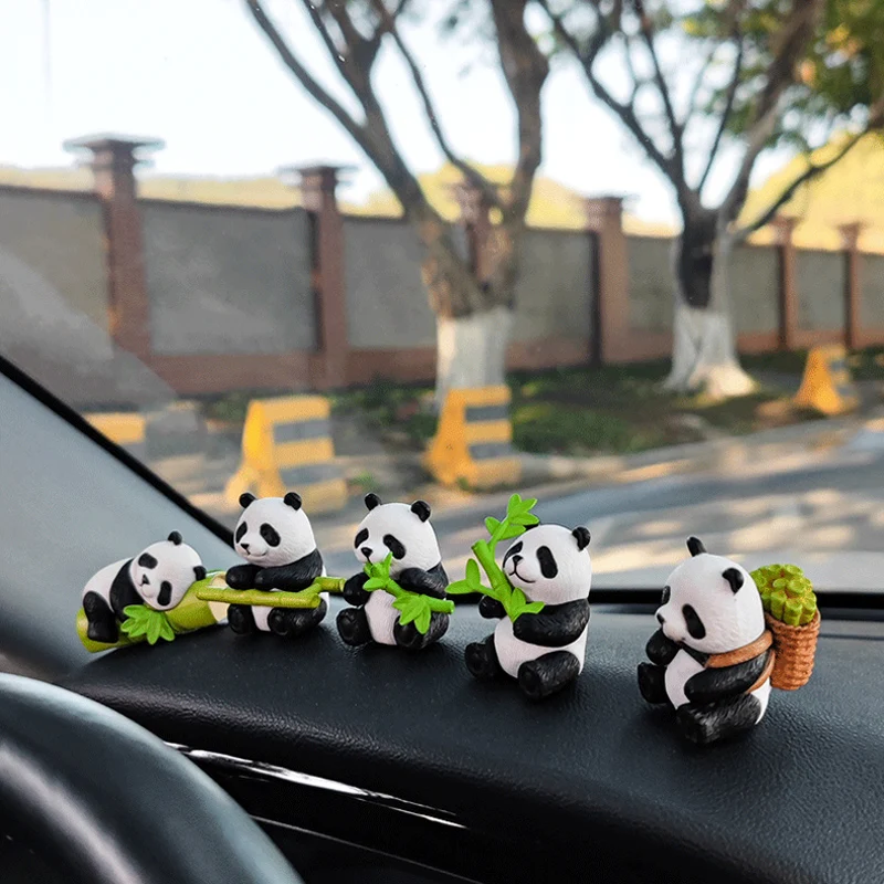 New Cute Panda Design Car Console Ornaments Microlandscape Office Desk Small Landscape Office Home Decoration Crafts Model view 4