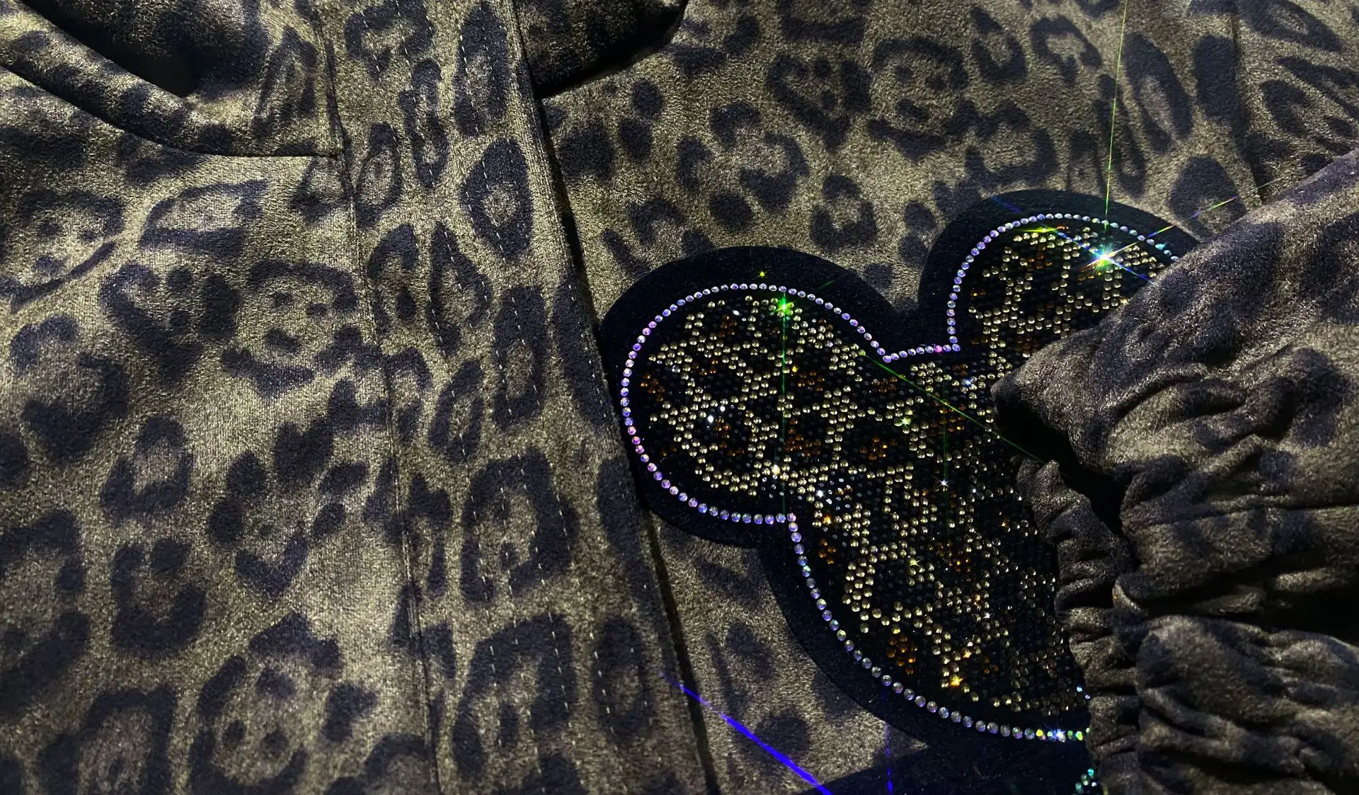 Jaket Wanita Motif Macan Tutul Kasual Longgar Pola Kartun Berlian Kerah Tegak Resleting Berkerudung Cardigan Mantel Куртка Женская