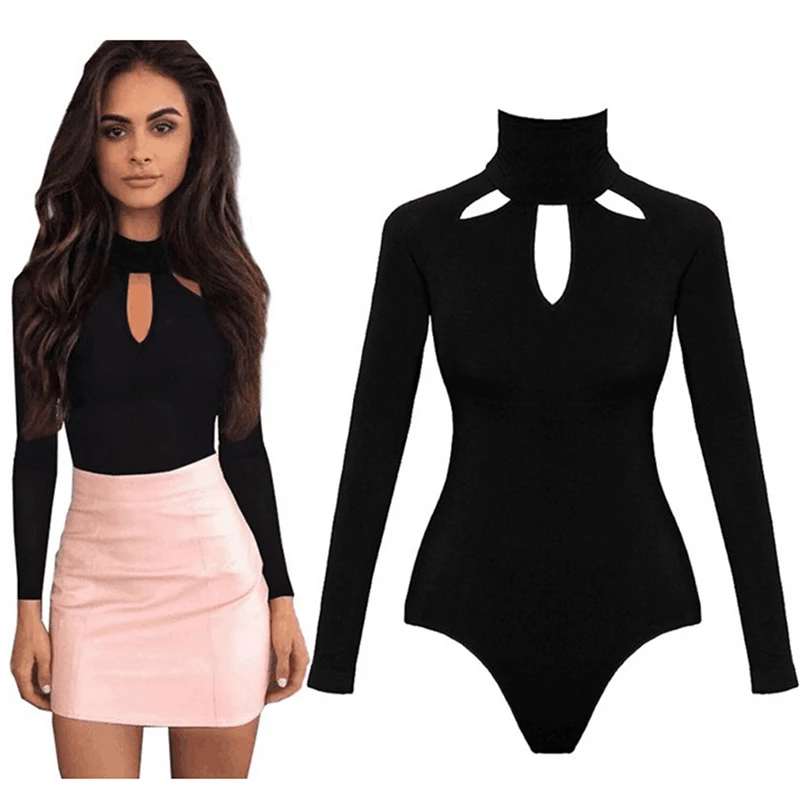 

Spring Autumn Long Sleeve Bodycon Body Suit Ladies Overalls Women's Sexy Women Bodysuit Rompers Hollow Out Femme Body for Women