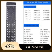 A78K New Black 34 Nut And Bolt Thread Checker, Nut And Bolt Identification Tool Ruler, Bolt Size And Thread Gauge Standard And M