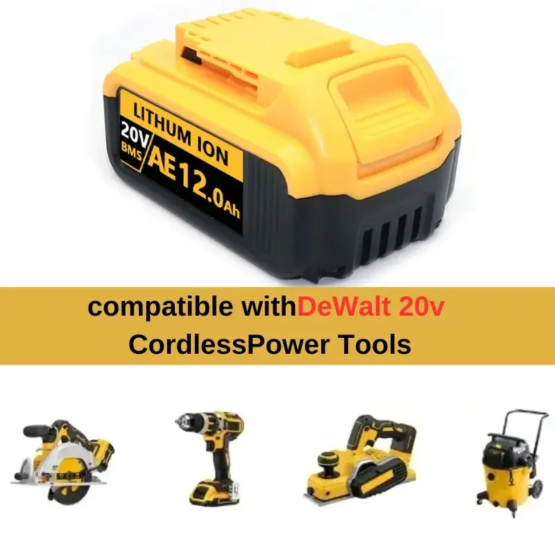 18V/20V for Dewalt 6000/8000mAh/12000mAh Power Tool Battery for DCB180 DCB181 DCB182 DCB201 DCB201-2 DCB200 DCB200-2 DCB204-2