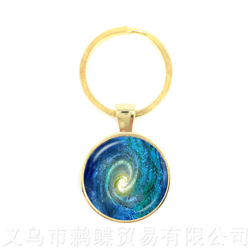 Porte-clés pendentif galaxie nébuleuse, Cabochon en verre, système solaire, dôme en verre, planète univers, bijoux cadeau