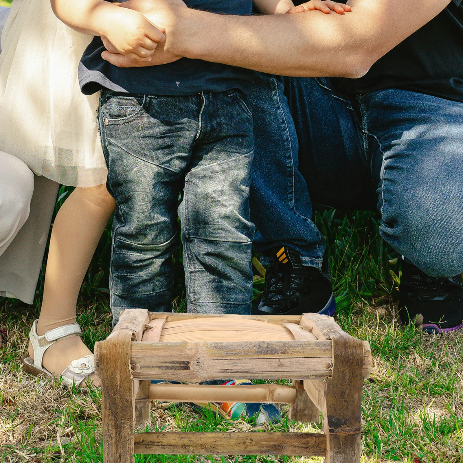 

Small Bamboo Stool for Kids Bathroom Step Low Height Riser Anti-Slip Surface Portable Toddler Bench Shoe Changing Footstool