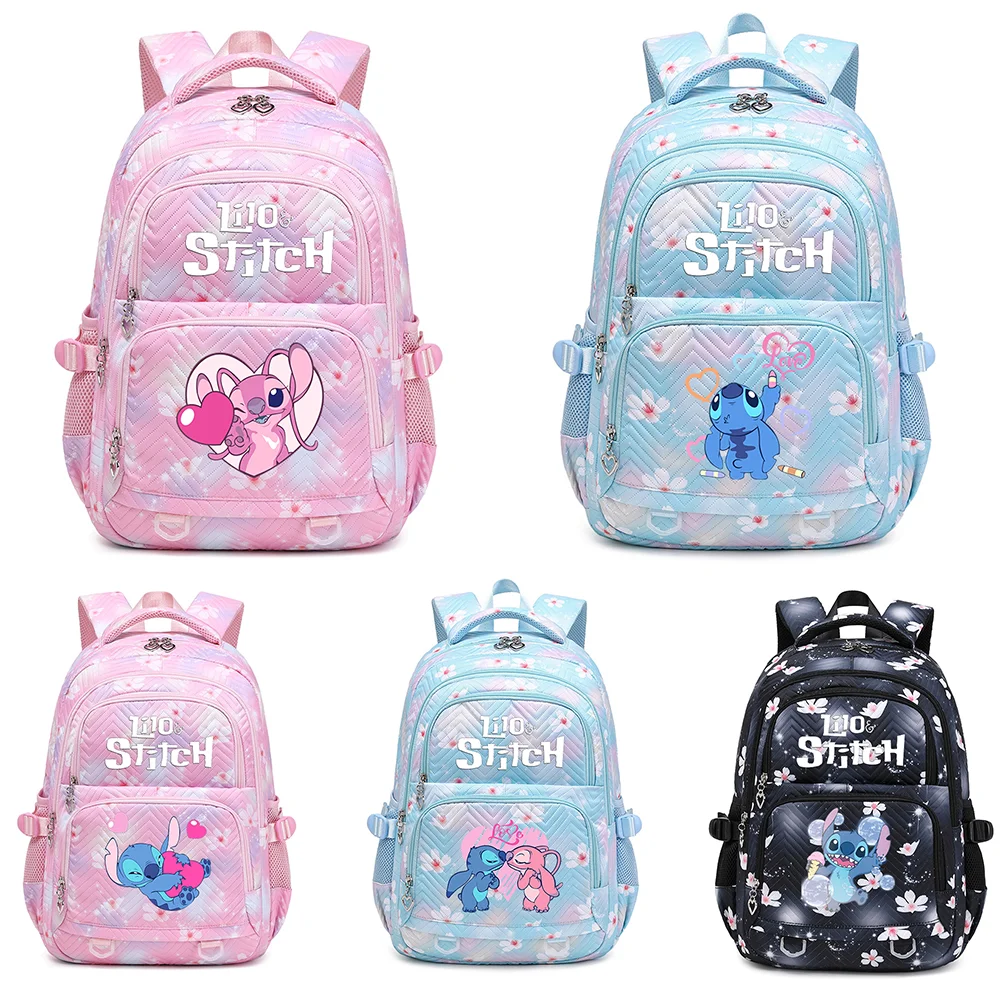 Disney Lilo Stitch Schoolbag for Teenage Girls Bookbag Mochila Waterproof Women Backpack Female Travel Bag Backpacks