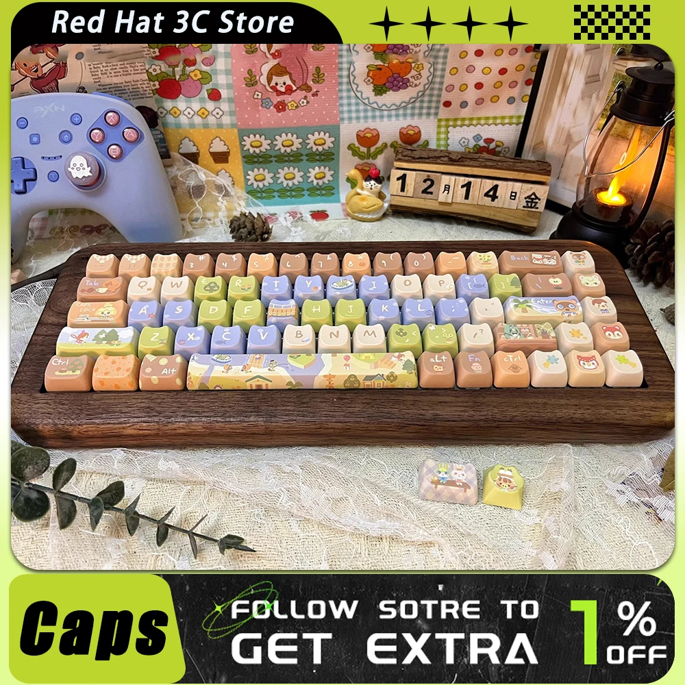 

Animal Crossing Keycaps Figure keycaps MAO/MOA Keycaps 142 Keys Customized Gift Cat Key Cap Thermal Sub for Mechanical Keyboard