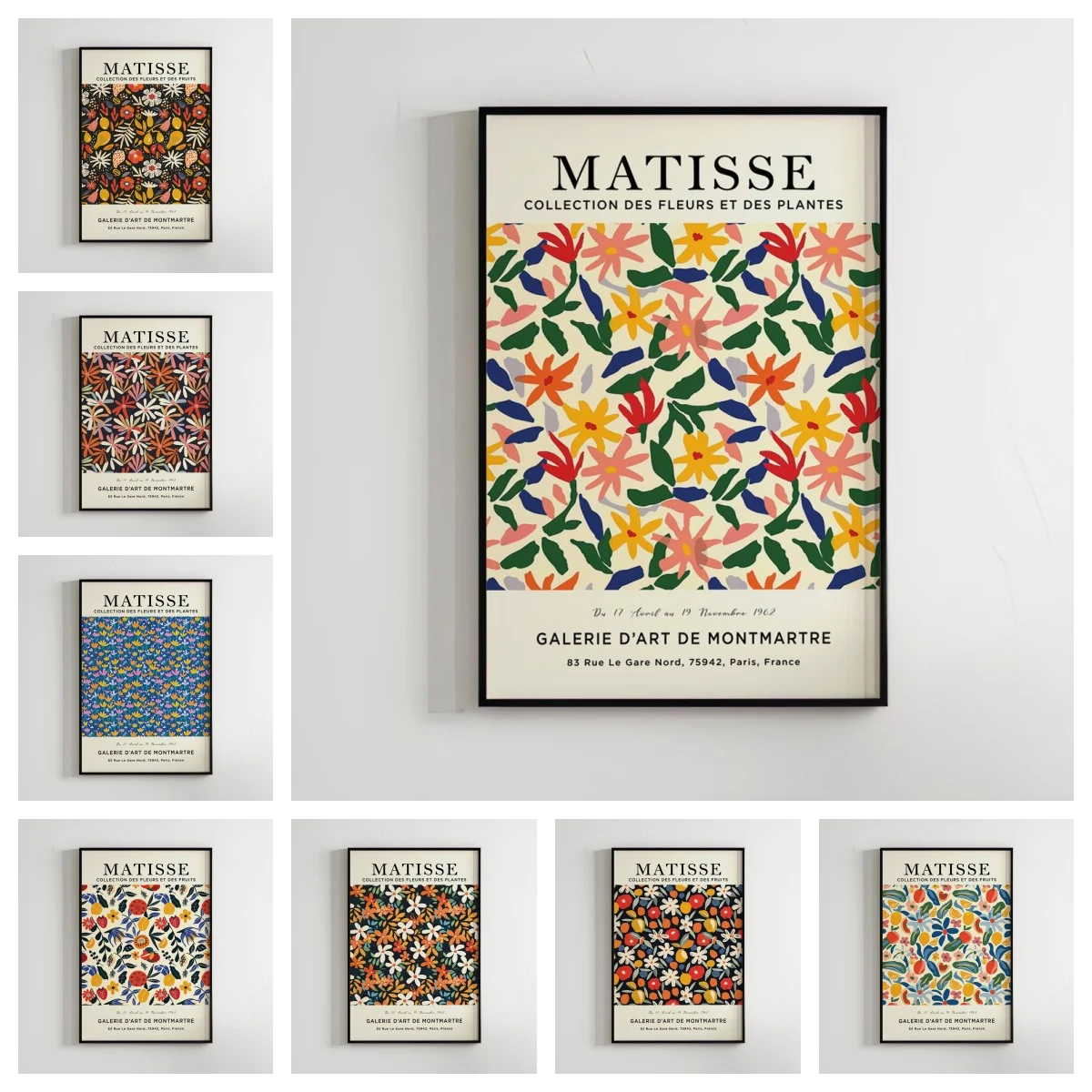 Matisse Botanical Exhibition Poster, Vintage Flower Cutout Canvas Prints, Colorful Floral Pattern, Mid Century Modern Wall Decor