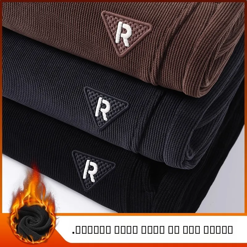 2025 New Men's Thiened Fce Corduroy Joggers Loose Winter Sports Casual Warmth-Preserving Sweatpants Elastic Waisand