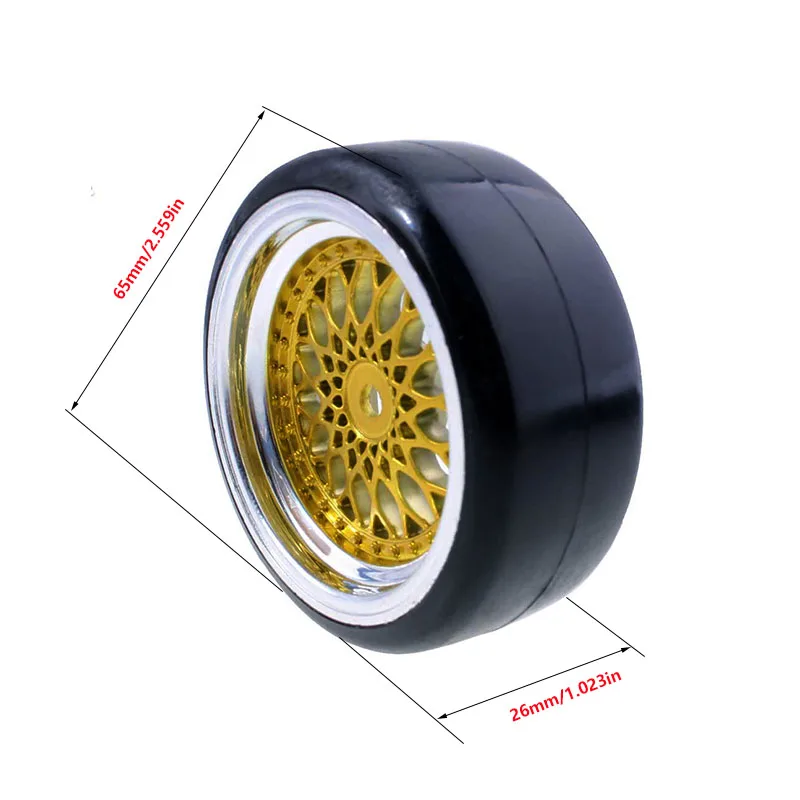 High‑Smooth Rubber 4Pcs 1/10 RC Drift Car Smooth Surface Tires For HSP 94123 D4 D3 YD‑2 TT02 On‑Road Drifting Racing Vehicle