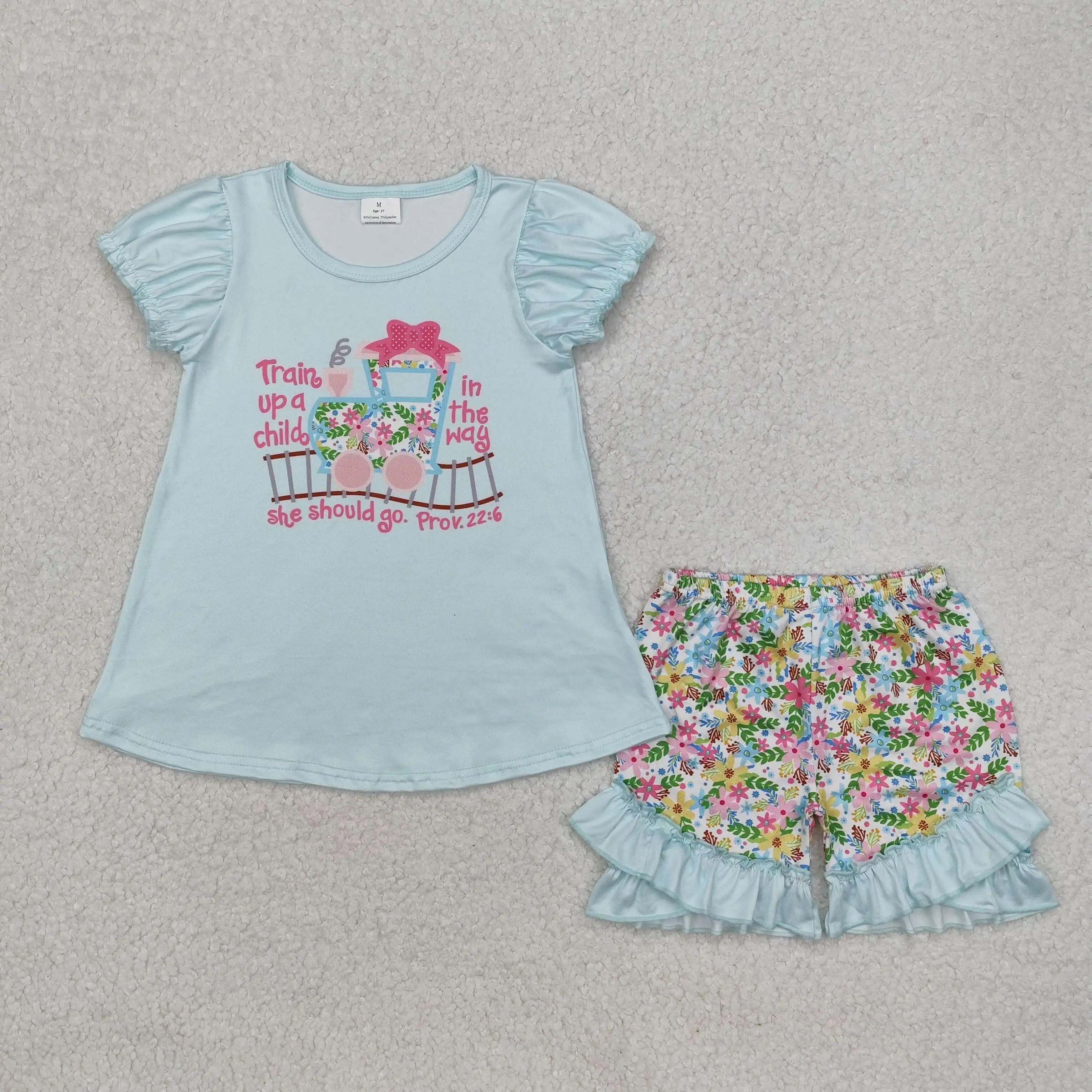 

Baby Girls Flowers Trucks Tunic Ruffle Shorts Clothes Sets