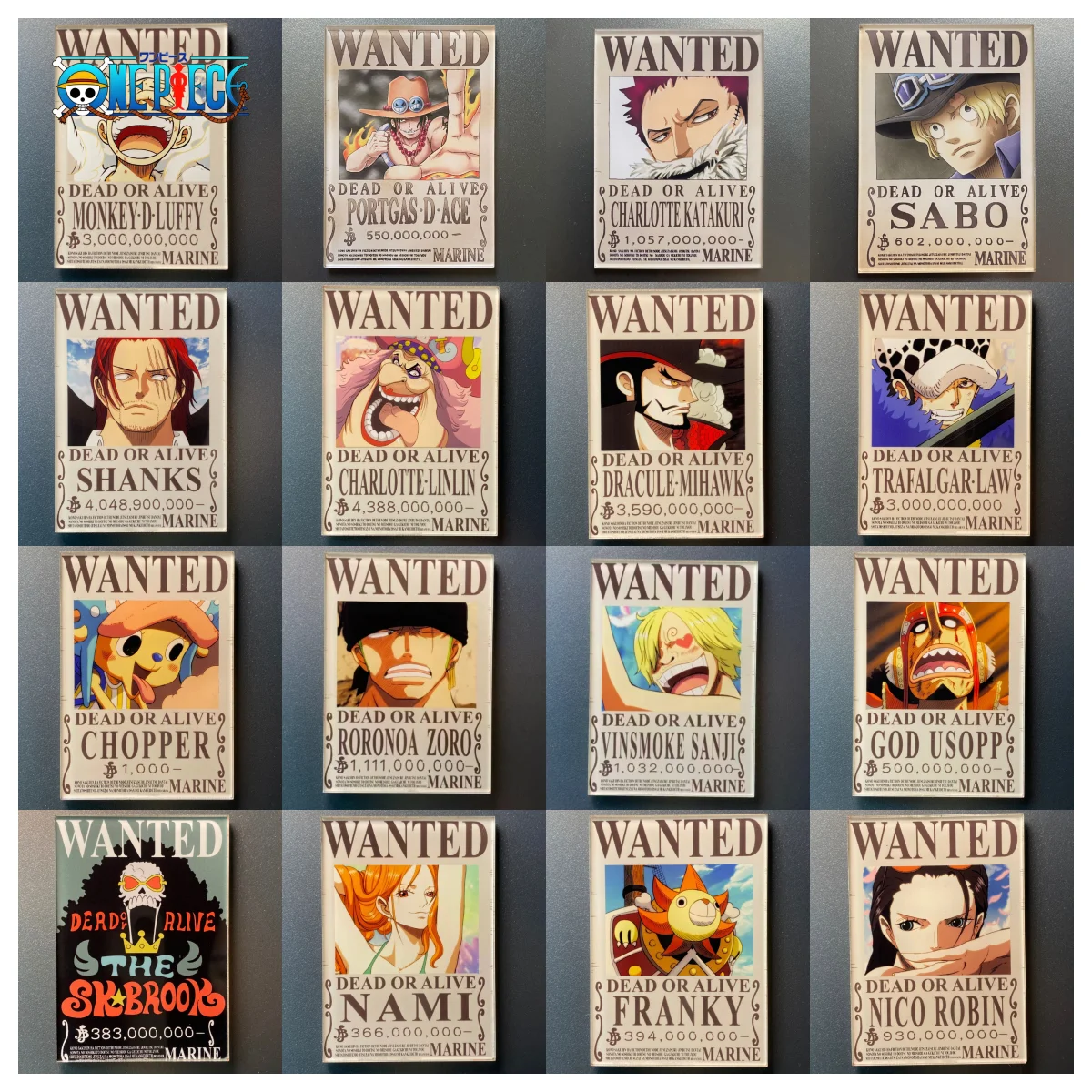One Piece Anime Cartoon Acryl-Kühlschrankmagnete, Wandaufkleber, Grußkarten – Kreative Sammlerstücke, ideale Geschenke für Anime-Fans