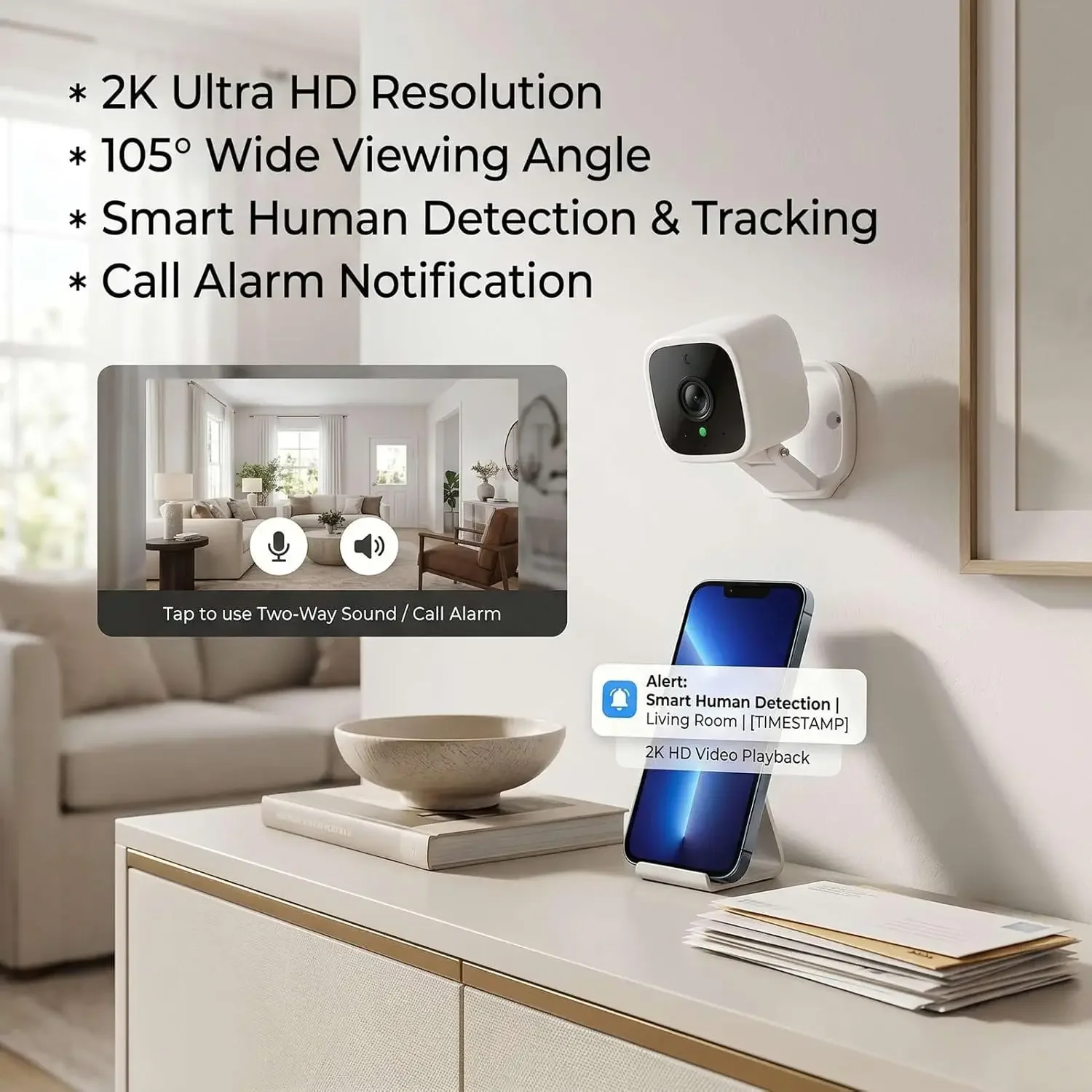 Mini WiFi Security Camera 1080P Indoor Cam Night Vision Motion Sensor Two Way Talk TF Card Up To 128G Home Office Baby Monitor