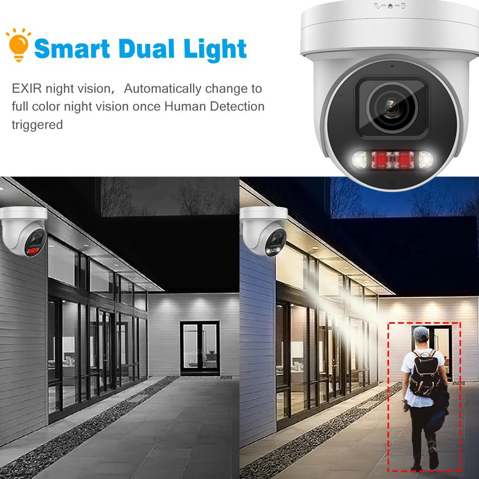 Summer Sale Hikvision Compatible 8MP ColorVu PTZ IP Camera 5X Zoom Hybrid Light 2-way Audio SD Card slot Network CCTV Camera