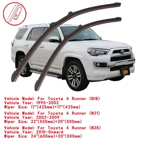 Для Toyota 4Runner SUV N18 N21 N28 4WD 1996-2023 Двойные резиновые щетки стеклоочистителя