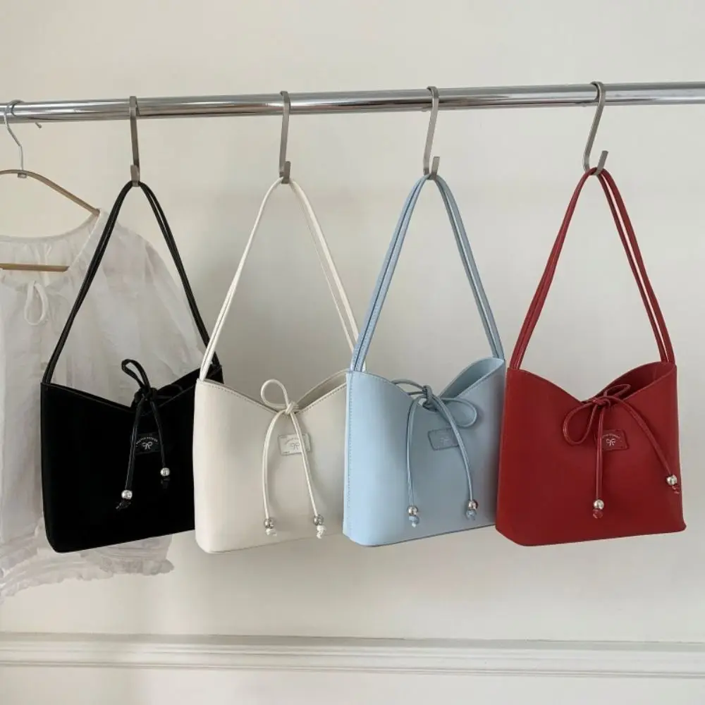 

Trendy Korean Bow Bucket Bag Leisure Pu Leather Bowknot Armpit Bag Sweet Y2k Shoulder Bag Commuting