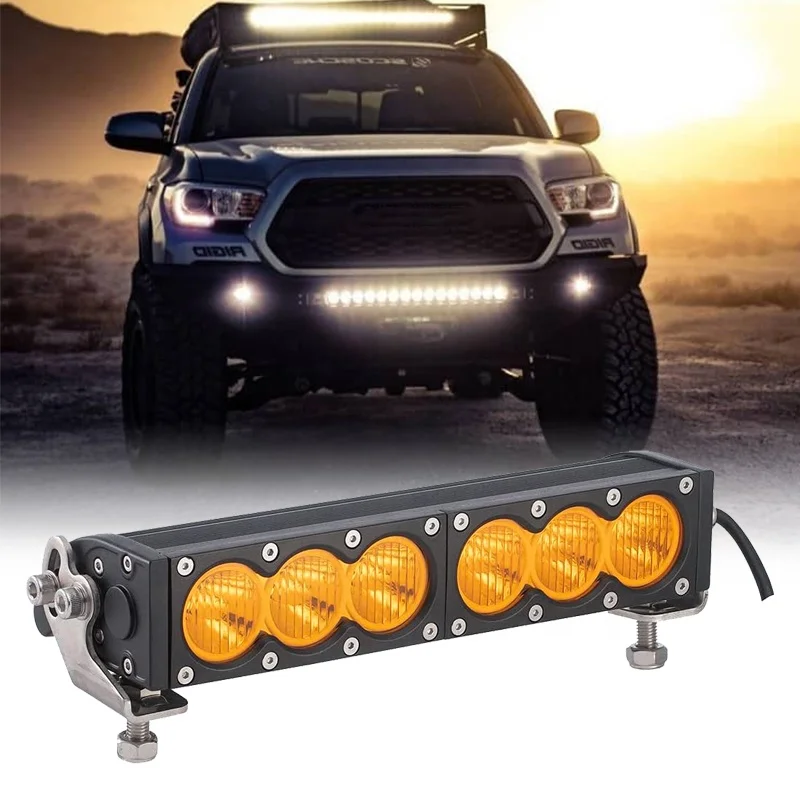 

3000K Amber Led bar Light 10inch Single Row Light Bars for Trucks Offroad