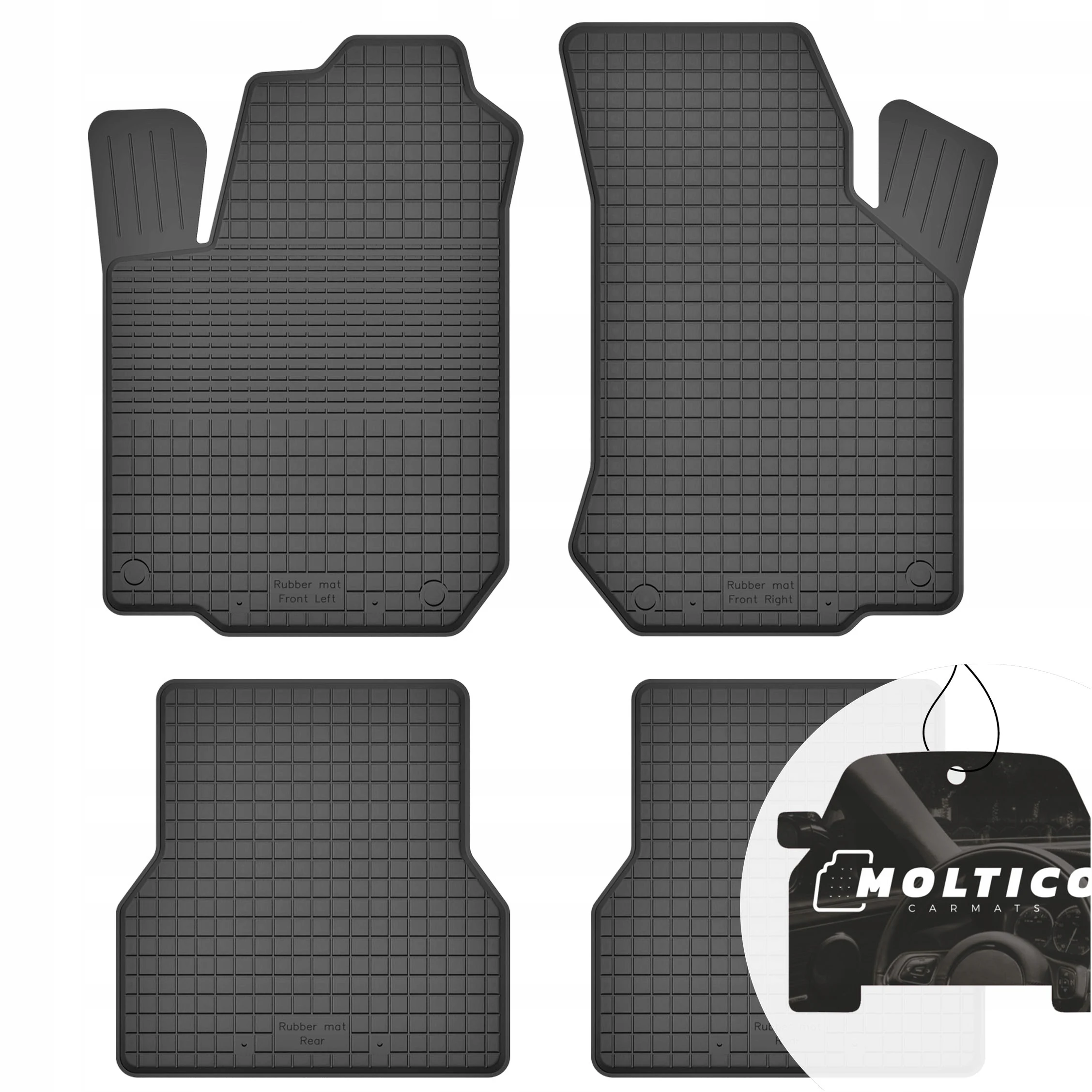 Rubberen matten, geschikt voor Volkswagen Polo III 6N, bouwjaar 1994-2001, complete set inclusief rand.