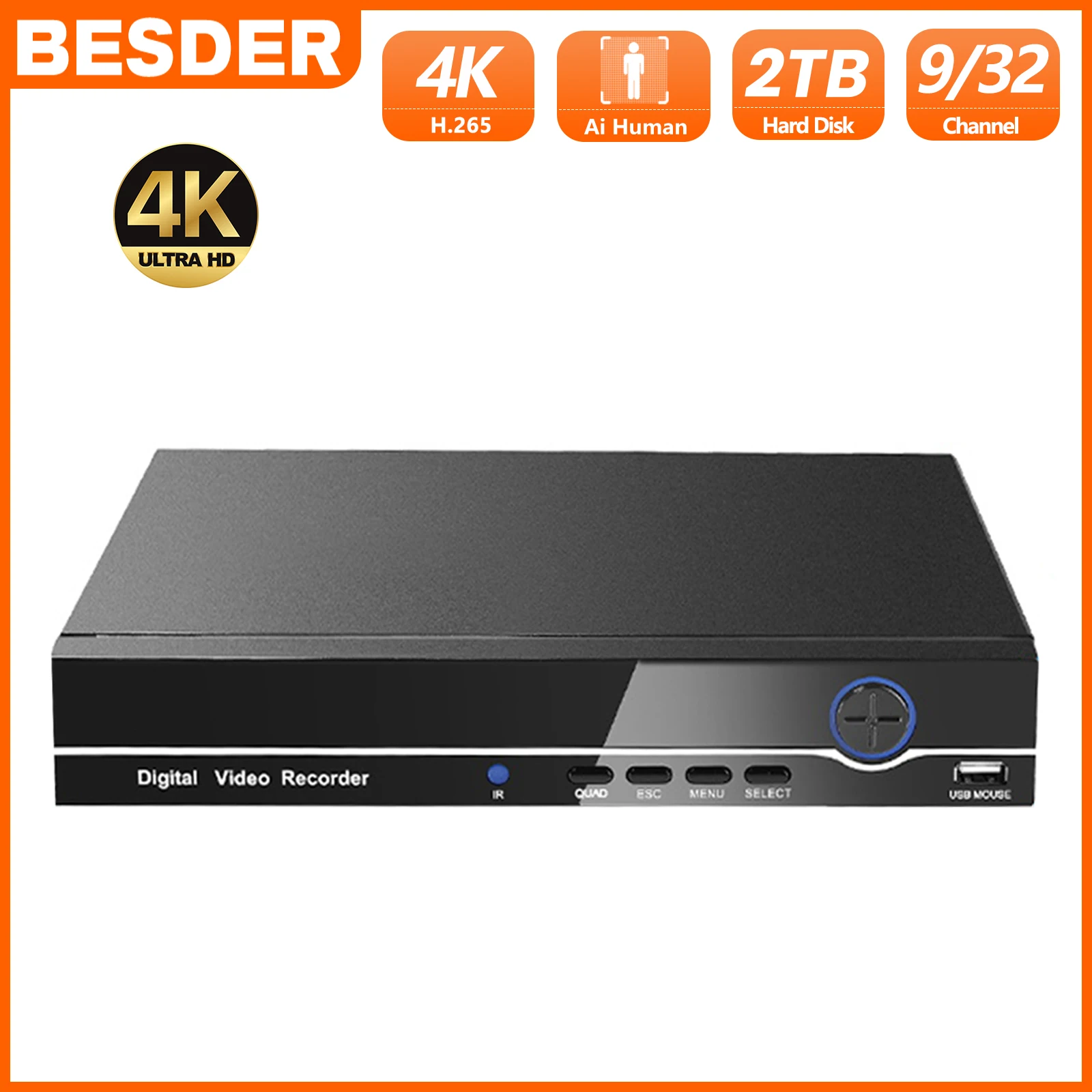 

BESDER 32CH 4K Output NVR H.265 16CH 9CH 5MP HD Security Protection Video Recorder XMeye iCSee P2P ONVIF CCTV DVR Face Detection