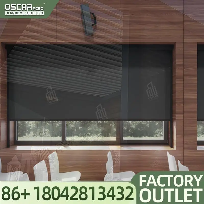 

Outdoor Electric Manual Multi function Roller Blinds for Home Anti Wind Bug Resistant Ideal for Balconies Patios Gardens Rollin