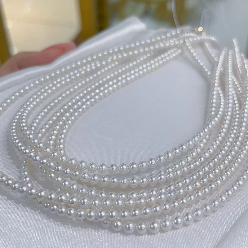 

SGARIT Natural Freshwater Pearl 18k Gold Necklace Elegant Temperament Beaded Necklace AU750 Women's Wedding Party Jewelry SN26