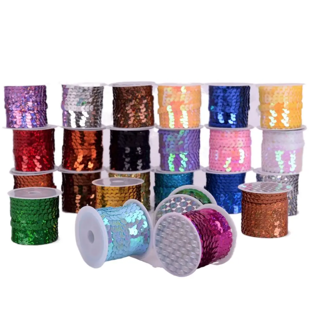 Lantejoulas coloridas para vestuário, Paillettes soltos, redondo brilhante plana PVC, artesanato, acessório de pano, sacos, vestuário, 6mm, 5m