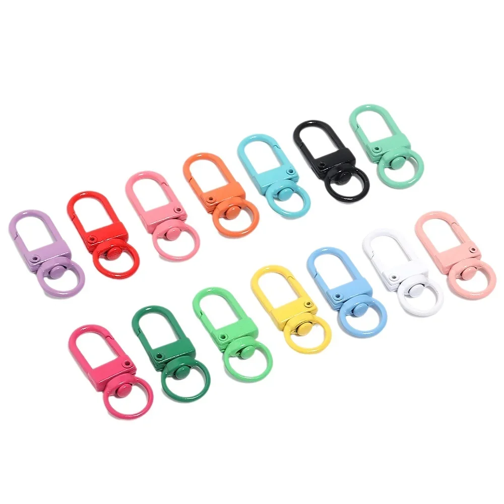 

20pcs/Lot Colorful Snap Lobster Clasp Hooks for DIY Colorful Trinkets Making Rotating Pet Keychain Bag Keyring Accessories
