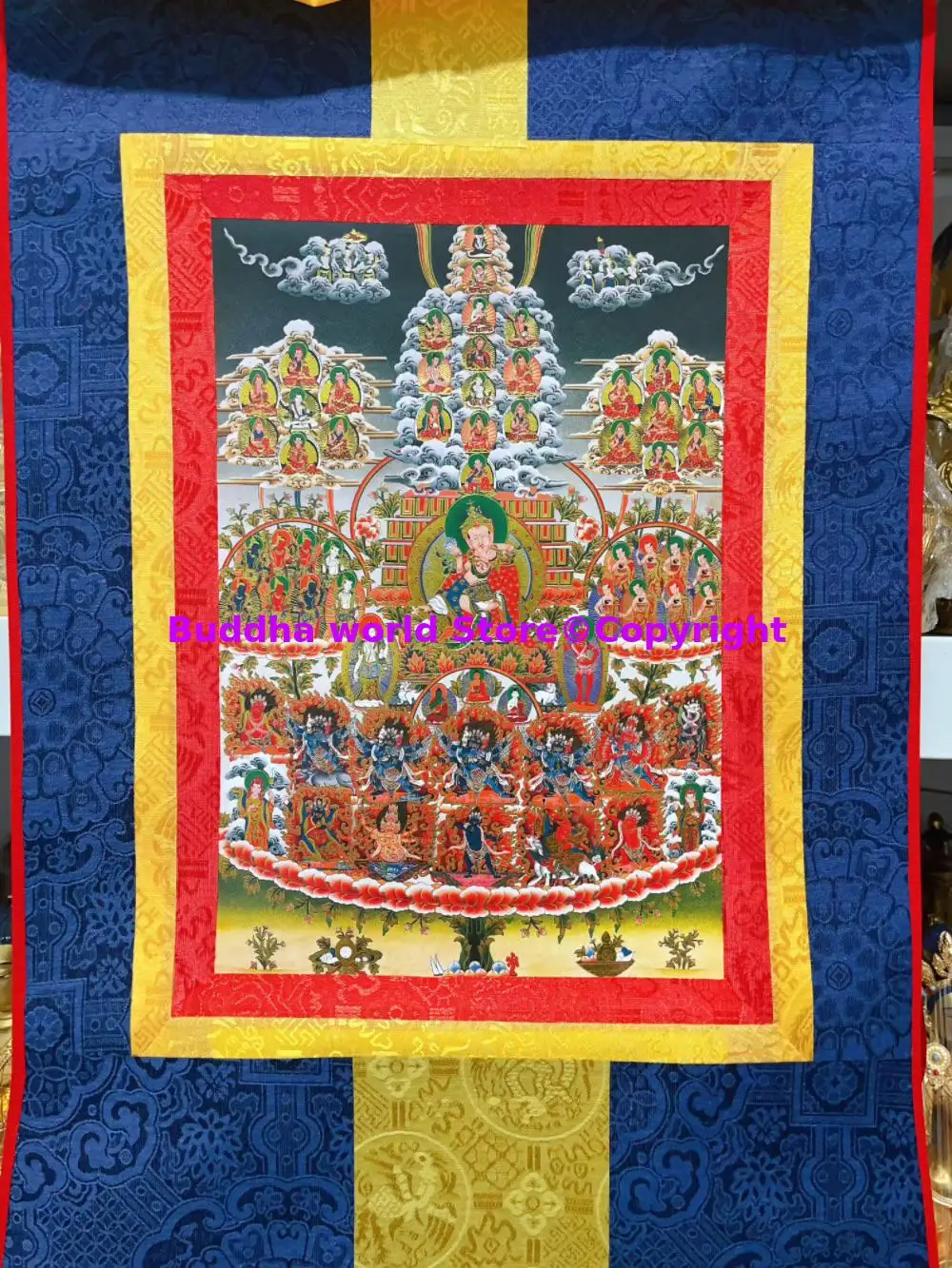 Imagem -02 - Buda Buda Thangka Pendurado Decoração Pintura Guru Rinpoche Paraíso Home Temple Altar Wall Decor Atacado Budista Suprimentos